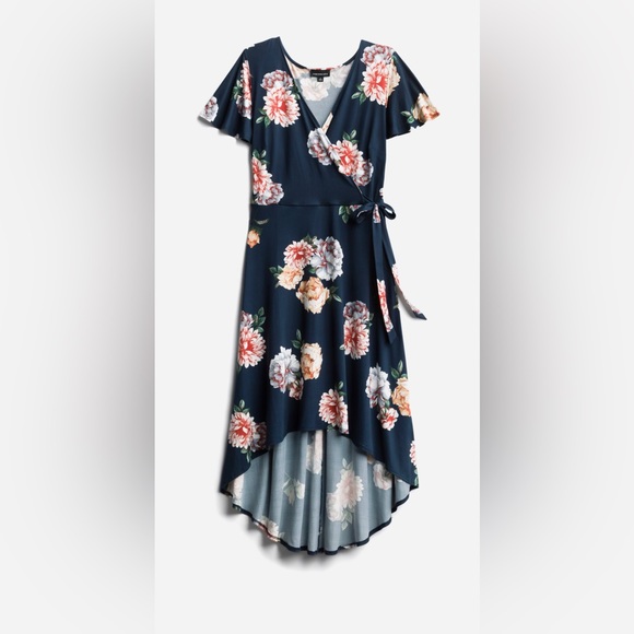 fortune ivy irene faux wrap brushed knit maxi dress Irene Faux Wrap Brushed Knit Maxi Dress